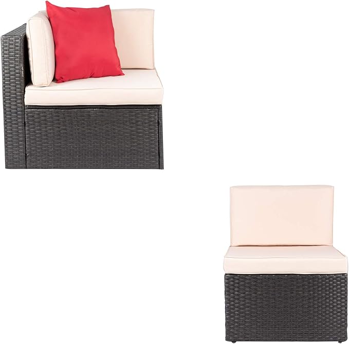 Homall Outdoor Patio Furniture Set All Weather PE Rattan Wicker Loveseat Sectional Sofa with Cushions for Lawn Poolside - Photo 3
