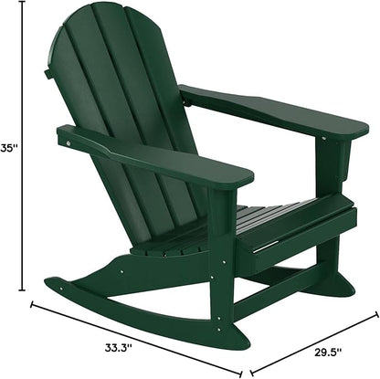 WO WESTIN OUTDOOR HDPE Laguna Outdoor Rocking Poly Adirondack Chair, Dark Green