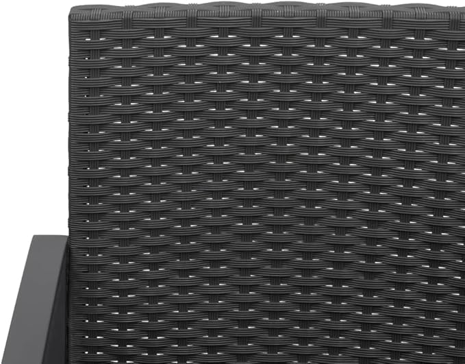 3-Seater Garden Bench Outdoor Black Polypropylene 60 inch Long Modern Patio Seating 242 lbs Load Metal Frame Easy Assembly for Garden Porch Balcony