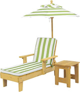 Kids Lounge Chair Outdoor, Kids Lounge Chair, Removable Striped Fabric Cushions, Outdoor Chaise Lounge with Parasol - Photo 1