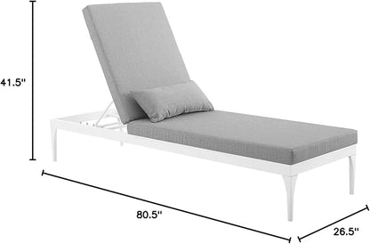 Modway EEI-3301-WHI-GRY Perspective Cushion Outdoor Patio Chaise Lounge Chair in White Gray