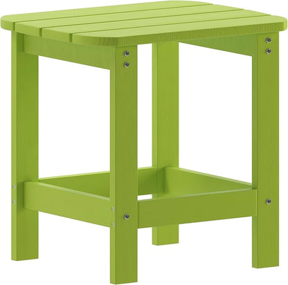 Flash Furniture Charlestown Tiered Commercial Poly Resin Adirondack Side Table - Lime Green - All-Weather - Indoor/Outdoor