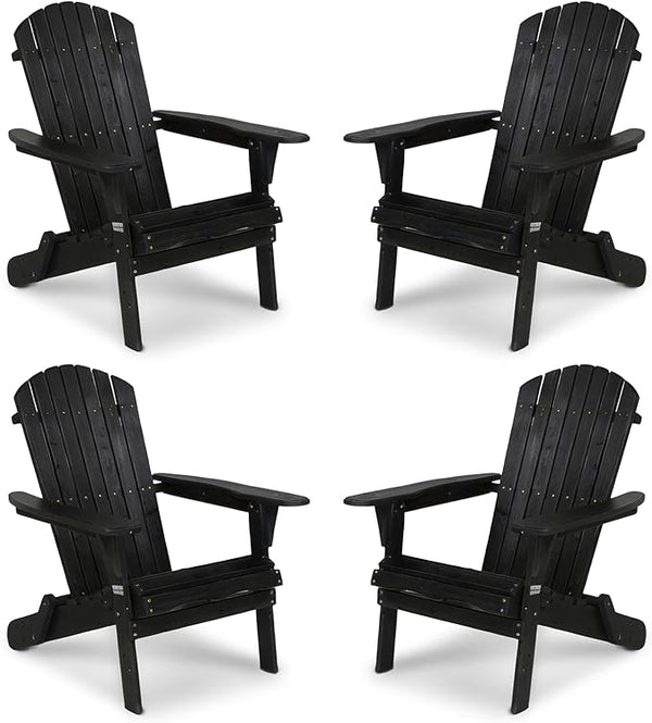VINGLI Folding Adirondack Chairs Set of 4, Wood Adirondack Chair for Outdoor, Foldable Fire Pit Chairs for Patio, BBQ - Photo 1