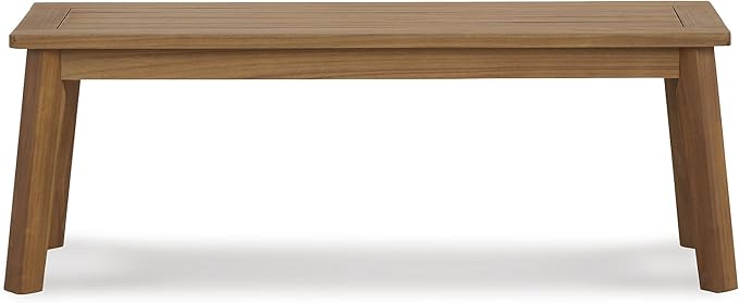 Signature Design by Ashley Janiyah Casual Outdoor Dining Bench, Light Brown
