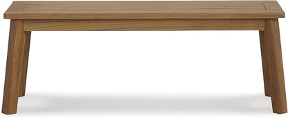 Signature Design by Ashley Janiyah Casual Outdoor Dining Bench, Light Brown