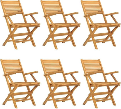 Folding Patio Chairs 6 pcs 21.7"x24.4"x35.4" Solid Wood Teak Outdoor Chairs Furniture Balcony Furniture Suitable for Gardens, Pools, patios.
