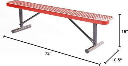 COATEDOUTDOORFURNITURE Coated Outdoor Furniture Heavy-Duty Portable Outdoor Bench Thermoplastic Coated, Expanded Metal, Commercial-Grade Seating, Made in America (Portable Without Back, 6 Ft, Red)
