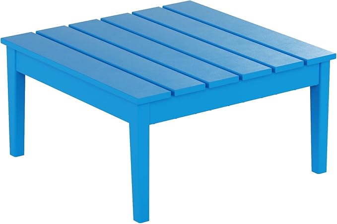 WestinTrends Ashore Outdoor Coffee Table, 32 Inch All Weather Poly Lumber Adirondack Patio Coffee Table Square Low Table, Pacific Blue