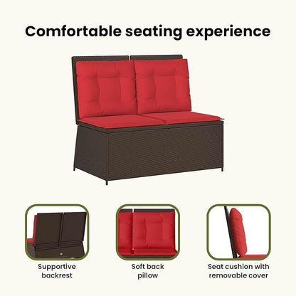 vidaXL Garden Bench Brown Poly Rattan, Alfresco Bench, Stylish Outdoor Lounger, Tough Patio Seat, Chill Spot for Your Garden
