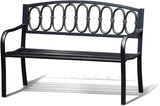 Outdoor Metal Garden Bench 50", Porch Bench Chair，2-Person Patio Bench with Backrest and Armrests - Photo 1