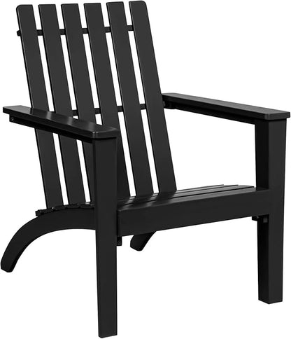Giantex Adirondack Chair Acacia Wood Outdoor Chairs, 350 lbs Weight Capacity, Weather Resistant Campfire Chairs for Lawn Seating, Garden, Poolside, Balcony, Patio Adirondack Lounger, Black