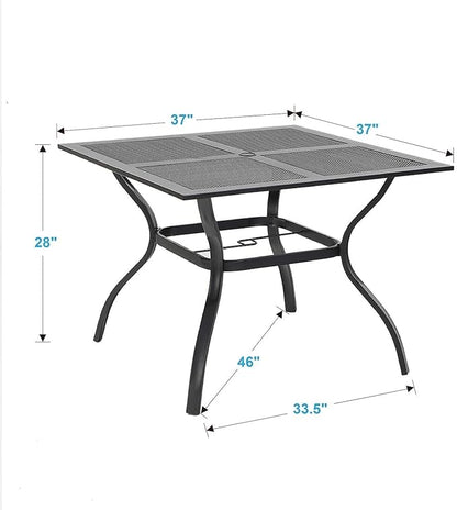 Sophia & William Metal Outdoor Dining Table, Square Mesh Patio Table with 1.57" Umbrella Hole, Coffee Bistro Table for Garden Lawn, 37"x 37"