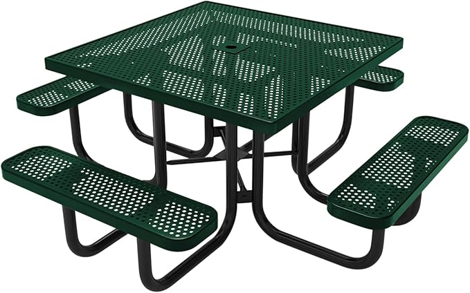 COATEDOUTDOORFURNITURE Heavy-Duty Portable Outdoor Picnic Table with Umbrella Hole - Photo 1