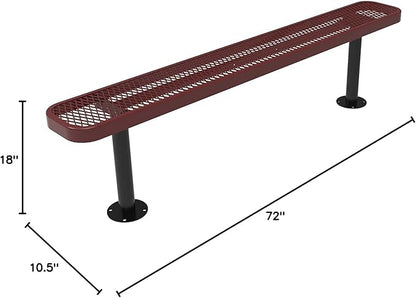 COATEDOUTDOORFURNITURE Coated Outdoor Furniture Heavy-Duty Outdoor Bench Thermoplastic Coated, Expanded Metal, Commercial-Grade Seating, Made in America (Surface Without Back, 6 Ft, Red)