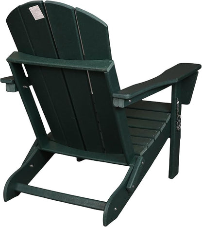 Folding Adirondack Chair, All-Weather Fire Pit Chairs, Oversized All Weather Resistant Outdoor Adirondack Chair for Firepit Area BBQ Beach Deck Garden Lawn Backyard Pool (Dark Green)