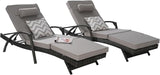 KEIKI Wicker Outdoor Chaise Lounge Chairs Set of 2 for Patio & Pool Side with 5-Level Adjustable Backrest and Cushions - Photo 5