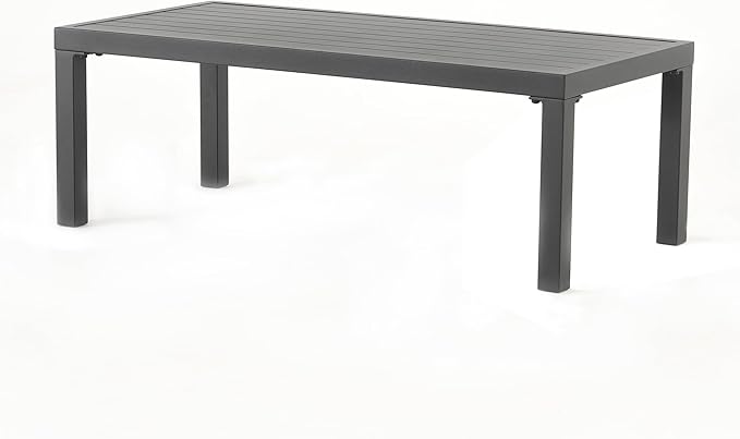 SUN TIME 39" W Patio Coffee Table for Poolside, Garden,Deck,Backyard,Living Room, Rectangular, Upgrade Resistant-Weather Outdoor Powder-Coated Aluminum Side Table (Black)