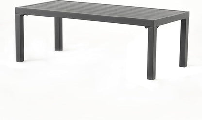 SUN TIME 39" W Patio Coffee Table for Poolside, Garden,Deck,Backyard,Living Room, Rectangular, Upgrade Resistant-Weather Outdoor Powder-Coated Aluminum Side Table (Black)