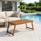 Brown Hardwood Folding Coffee Table, Outdoor Bistro Space, Compact, Durable, Stylish Patio Furniture, Versatile - Photo 4