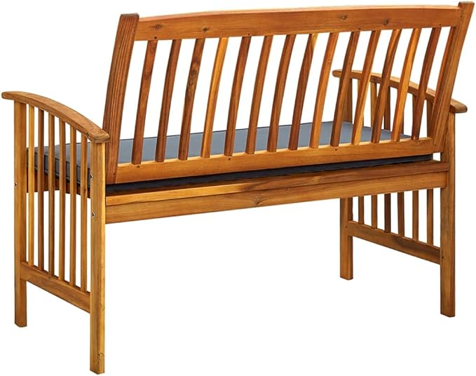 Patio Bench with Cushion, Outdoor Bench, Wooden Bench with Backrest, Vintage Garden Wooden Bench for Patio, Garden, Yard - Photo 6