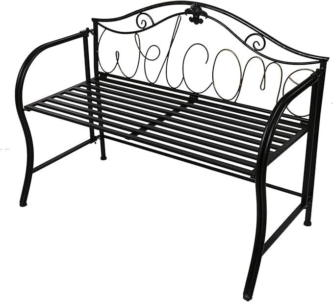 Park Bench Patio Garden Bench Backyard Benches, Metal Garden Bench, European Style Wrought Iron Double Chair Bench, Villa Garden Courtyard Decoration, Park Outdoor Bench with Backrest