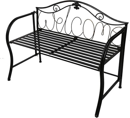 Park Bench Patio Garden Bench Backyard Benches, Metal Garden Bench, European Style Wrought Iron Double Chair Bench, Villa Garden Courtyard Decoration, Park Outdoor Bench with Backrest