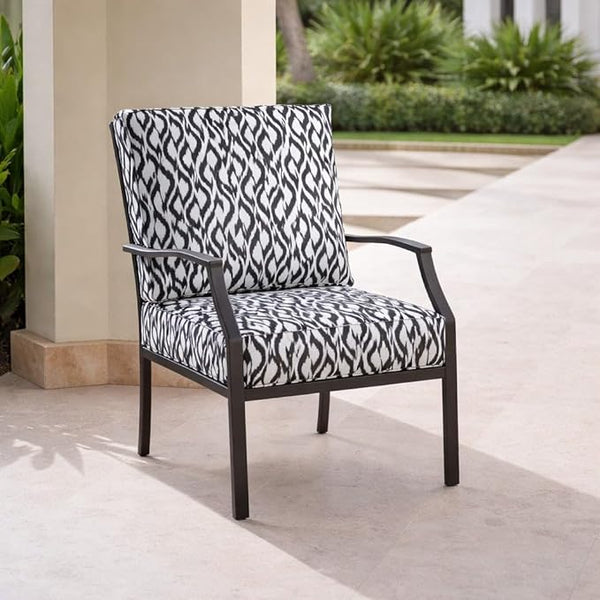 BrylaneHome Bh Outdoor Performance 2-Section Deep Seating Cushion - Black Ikat - Photo 1