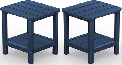 SERWALL Adirondack Table Set of 2, Outdoor Side Table- Blue