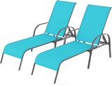 Giantex 2 Pack Patio Lounge Chair, Outdoor Chaise Lounge with 5 Adjustable Backrest, Sturdy Steel Frame - Photo 1