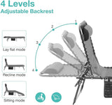 Folding Chaise Lounge Chair Set of 2, Patio Sun Tanning Chair with 4-Position Reclining Back - Photo 4