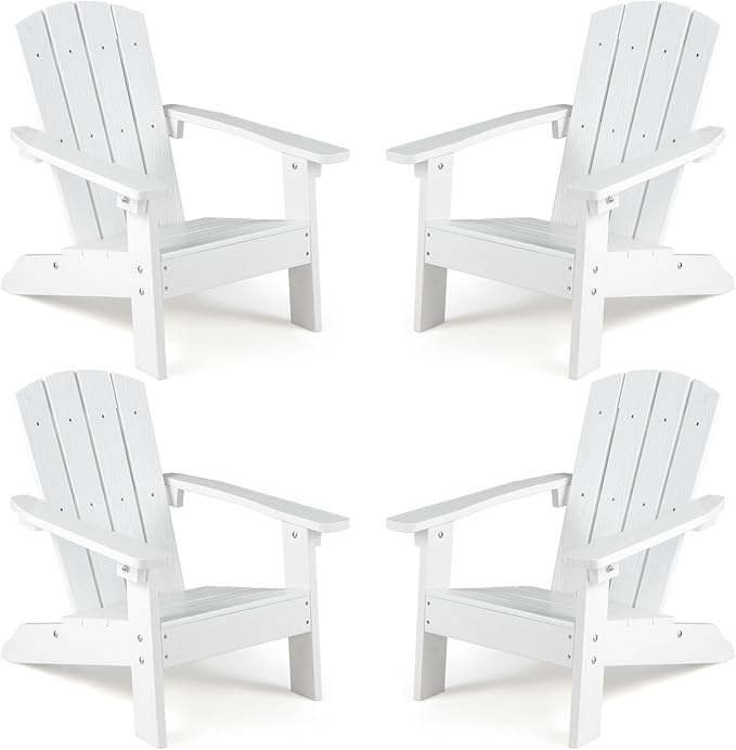 Giantex Kids Adirondack Chair, All-Weather HIPS Children's Outdoor Chair w/Ergonomic Design, Toddler Lawn Chairs for Age 3-8, Kids Beach Chair for Garden Patio Backyard (4,White)
