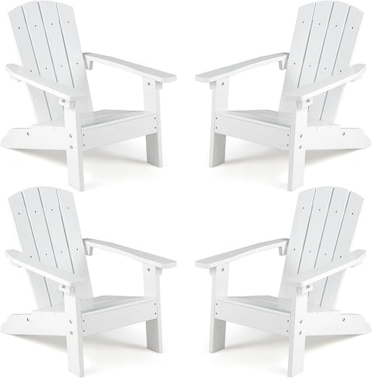 Giantex Kids Adirondack Chair, All-Weather HIPS Children's Outdoor Chair w/Ergonomic Design, Toddler Lawn Chairs for Age 3-8, Kids Beach Chair for Garden Patio Backyard (4,White)