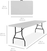 Best Choice Products 8ft Plastic Folding Table, Indoor Outdoor Heavy Duty Portable w/Handle, Lock for Picnic, Party - Photo 2
