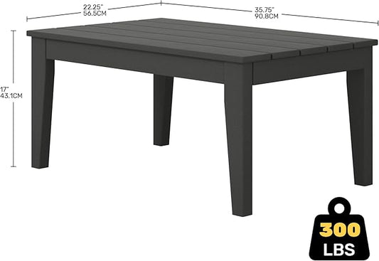 Costaelm Adirondack Outdoor Coffee Table, HDPE Drink Table Weather Resistant, Patio Porch Accent Balcony Table Outdoor End Table for Pool, Seaside, Backyard, Backyard, Gray
