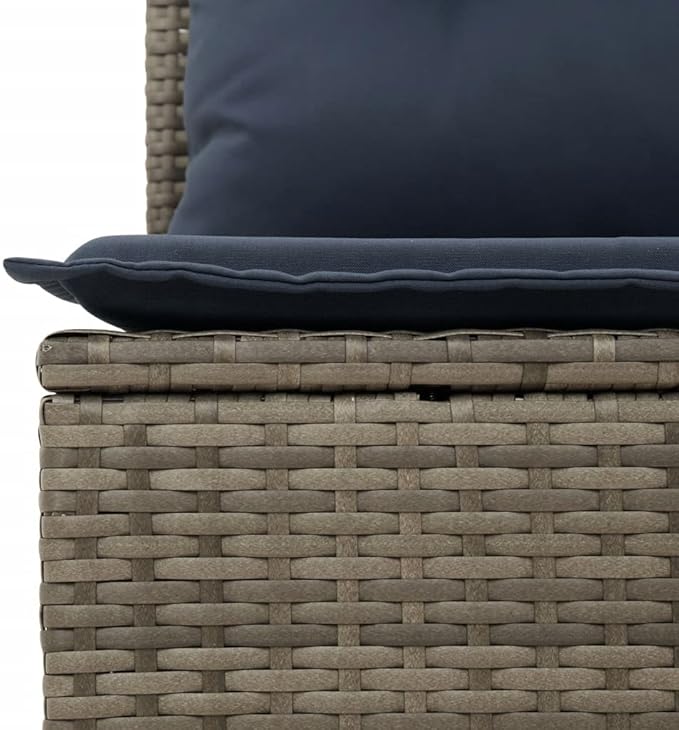 Outdoor Reclining Patio Bench with Adjustable Armrests, 2-Person PE Rattan Garden Seat, Grey Modern Weather-Resistant Terrace Furniture