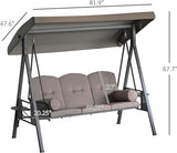 Outsunny 3-Seat Patio Swing Chair, Outdoor Porch Swing Glider with Adjustable Canopy, Removable Cushion - Photo 7