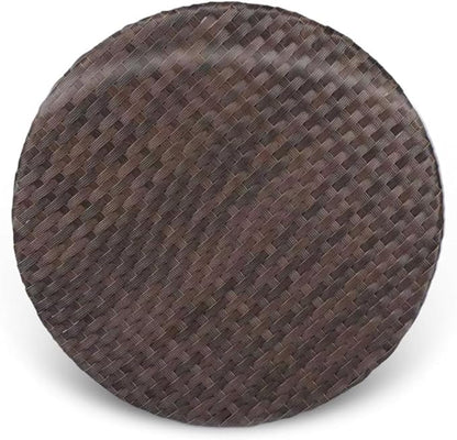 Cambridge Outdoor Rattan Round Coffee Table, All-Weather HDPE Wicker Patio Side Table 2-Tier Circle Table with Storage for Garden Porch Deck, Brown