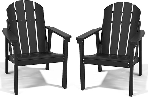 Adirondack Chair Set of 2, All Weather HDPE Fire Pit Chairs, Oversized Plastic Adirondack Chair for Outdoor, Balcony - Photo 1