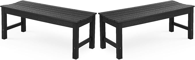 Stoog Outdoor Benches Set of 2, 2-Person Backless Patio Bench, All-Weather HIPS Garden Bench, Never Rot or Fade - Photo 1