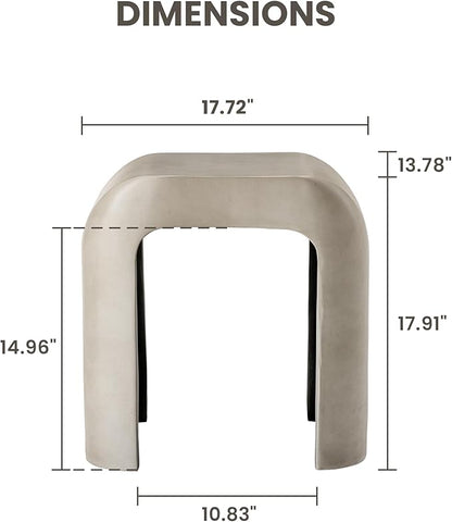 COSIEST Grey Outdoor Side Table, 17.7" Modern Concrete End Table with Arched Open for Patio, Small Outside Accent Table & Plant Stand for Garden, Porch, Deck, Balcony