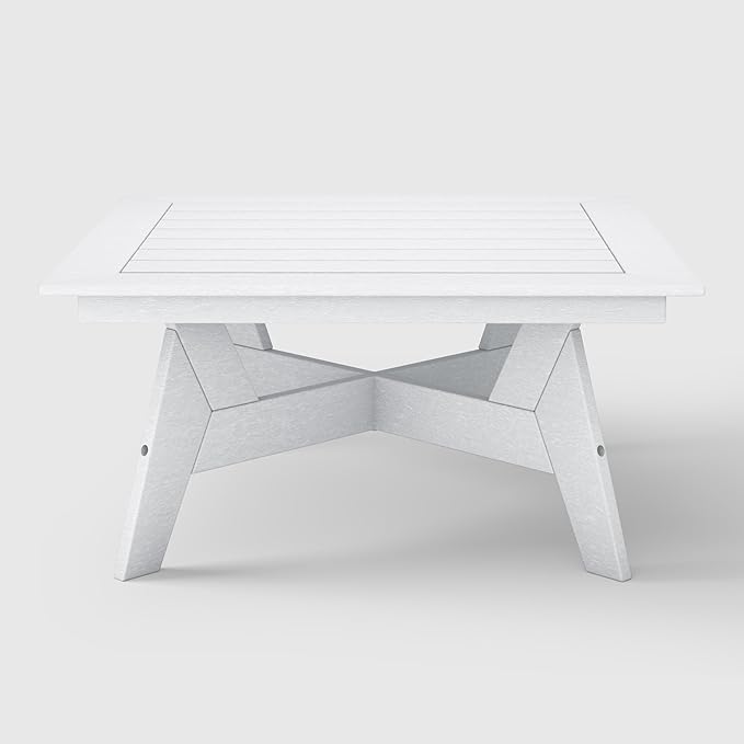 WestinTrends Avalon Modern Low Outdoor Patio Square HDPE Coffee Table, White