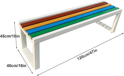 Wooden Patio Garden Bench Metal, Outdoor Park Benches for Outside, Waterproof Metal Garden Bench for Porch, Yard, Lawn, Balcony(White,120cm/47in)