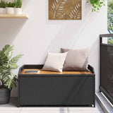 Outdoor Storage Bench with Acacia Wood Top and Synthetic Rattan - Photo 3
