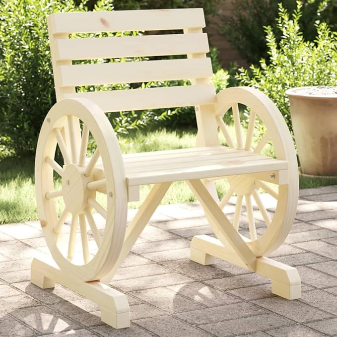Garden Chair Set of 2 Natural Wood Finish Solid fir Wood Standard Alfresco Lounge Veranda Sofa for Garden Porch