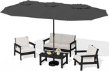 SERWALL HDPE Patio Furniture Set with 15FT Double Side Patio Umbrella - Photo 1