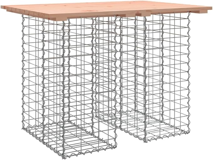Garden Bench with Gabion Design Solid Douglas Fir Wood and Galvanized Steel for Outdoor Patio Seating, 2-Person Heavy Duty Rustic Bench with High Weight Capacity