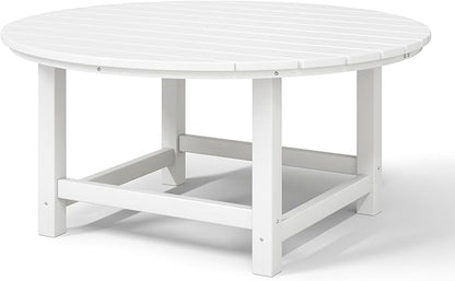 WestinTrends Malibu Low Outdoor HDPE Round Patio Coffee Table, White