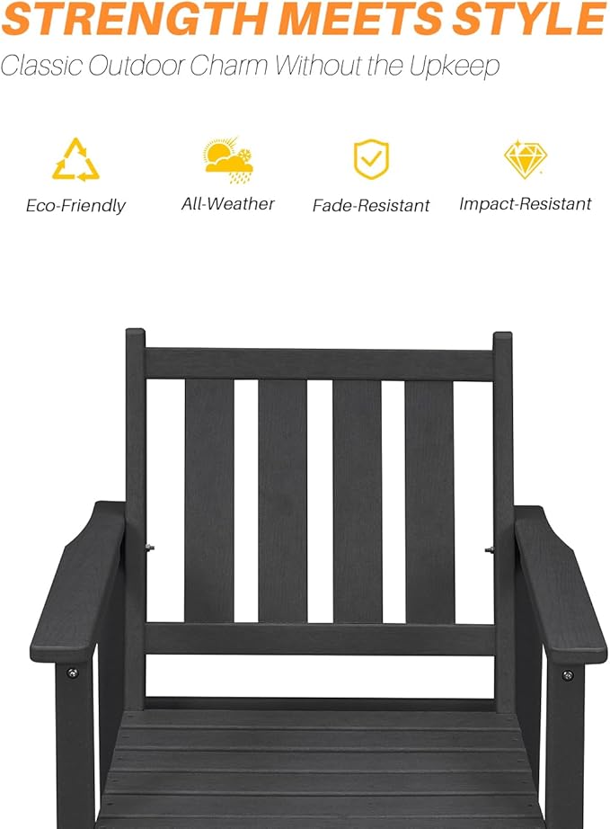 HDPE Outdoor Dining Set of 6, Patio Dining Table Set with 4 Chairs and 1 Bench - Photo 6