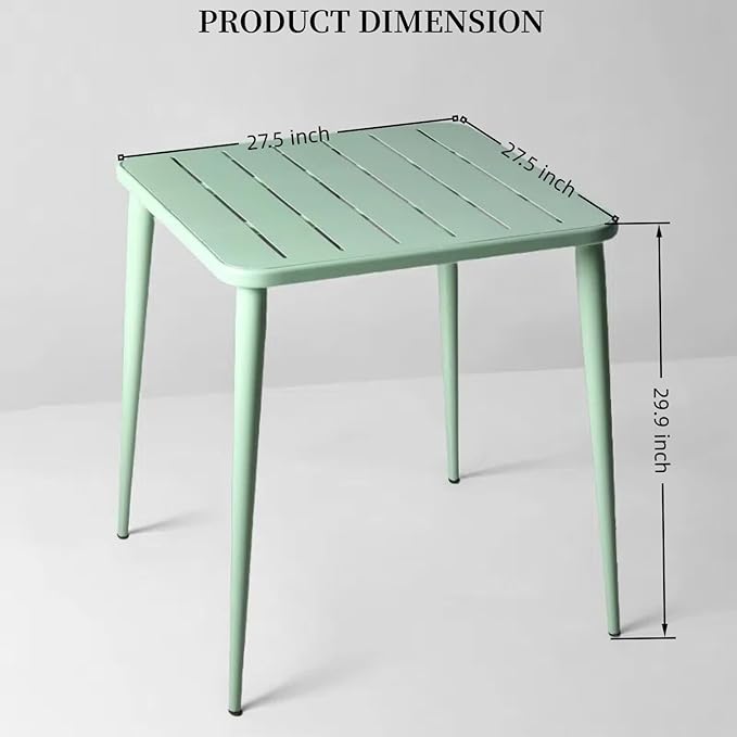 Modern Small Patio Table for Outdoor& Indoor Industrial Metal Bar Table Square Dinner Table for Small Space Working Study Desk 27.5 * 27.5 * 30inch(L*W*H)