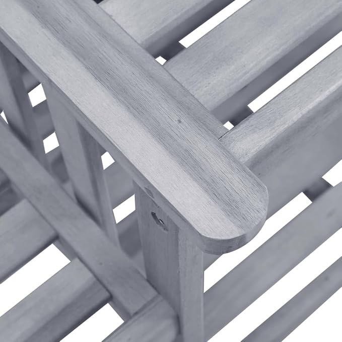 vidaXL Solid Acacia Wood Patio Chairs with Tea Table and Cushions - Outdoor Furniture Bistro Garden Set, Gray/Taupe - Photo 5